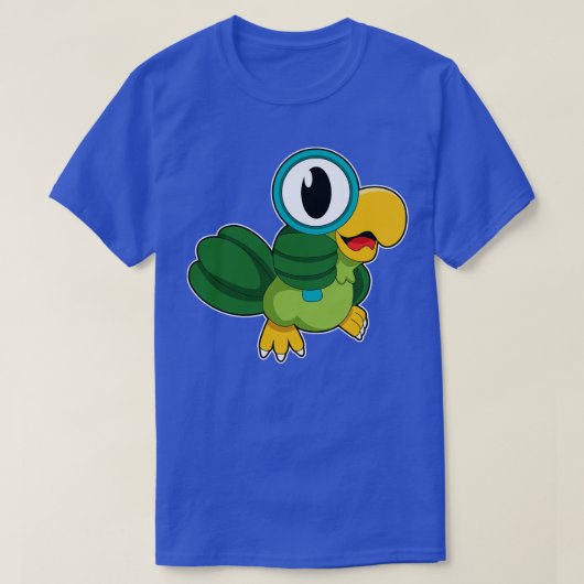 Parrot met vergrootglas t-shirt (Design voorkant)