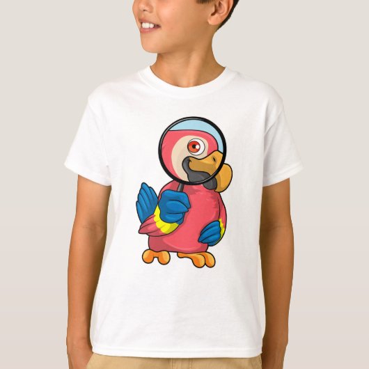 Parrot met vergrootglas t-shirt (Voorkant)