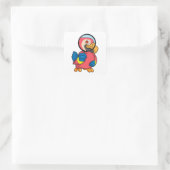 Parrot met vergrootglas vierkante sticker (Tas)