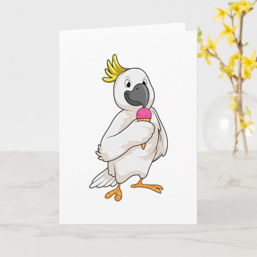 Parrot met wafelijs kaart (Gele Bloem)