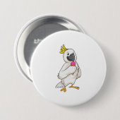 Parrot met wafelijs ronde button 7,6 cm (Voorkant /achterkant)