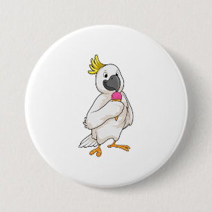 Parrot met wafelijs ronde button 7,6 cm