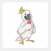 Parrot met wafelijs vierkante sticker (Voorkant)