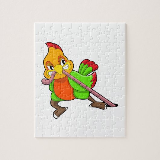 Parrot met worm legpuzzel (Verticaal)
