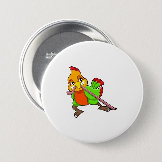 Parrot met worm ronde button 7,6 cm (Voorkant /achterkant)