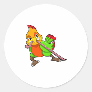 Parrot met worm ronde sticker