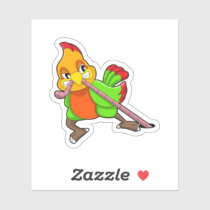 Parrot met worm sticker