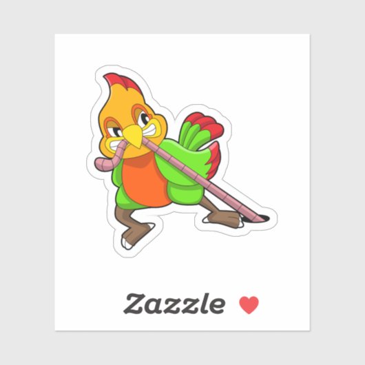 Parrot met worm sticker (Vel)