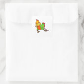 Parrot met worm vierkante sticker (Tas)