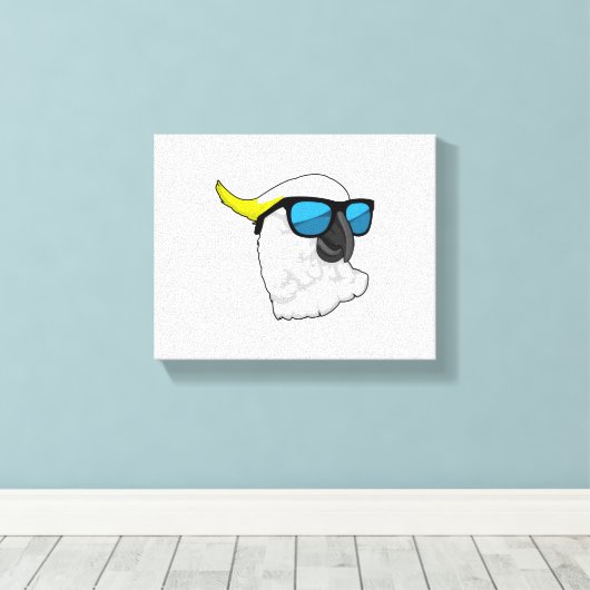 Parrot met zonnebril canvas afdruk (Insitu (Houten vloer))