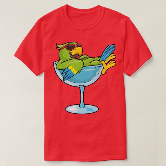Parrot met zonnebril en glas t-shirt (Design voorkant)