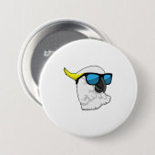 Parrot met zonnebril ronde button 7,6 cm (Voorkant /achterkant)