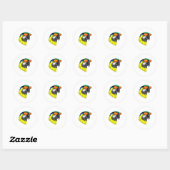 Parrot met zonnebril ronde sticker (Vel)