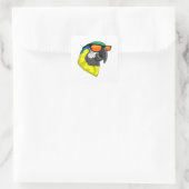 Parrot met zonnebril vierkante sticker (Tas)