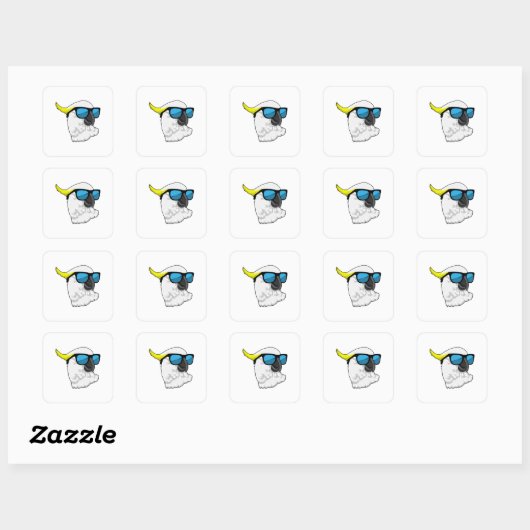Parrot met zonnebril vierkante sticker (Vel)