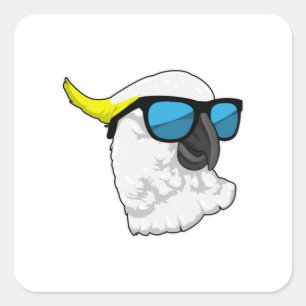 Parrot met zonnebril vierkante sticker
