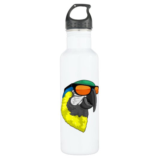 Parrot met zonnebril waterfles (Voorkant)