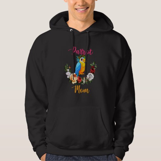 Parrot Mom Floral Parrot Bow Tie Lover Mother's Da Hoodie (Voorkant)