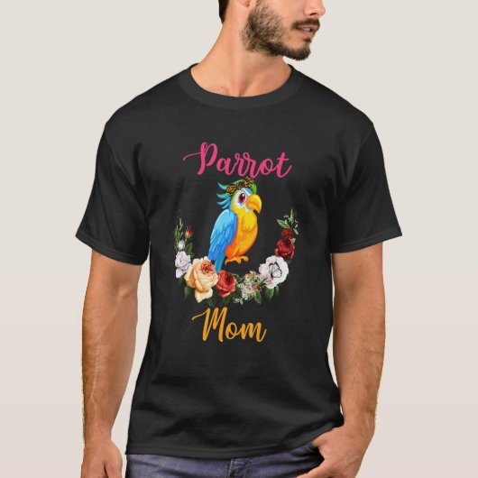 Parrot Mom Floral Parrot Bow Tie Lover Mother's Da T-shirt (Voorkant)