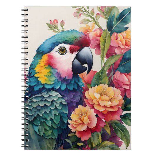 Parrot Notitieboek Kleurrijke Bloemenkunst (Voorkant)