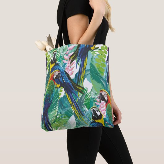 Parrot Oerwoud Bird Tote Bag (Dichtbij)