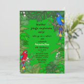 Parrot Oerwoud Birthday Invitation Kaart (Staand voorkant)