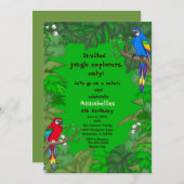 Parrot Oerwoud Birthday Invitation Kaart (Voorkant / Achterkant)