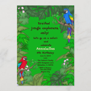 Parrot Oerwoud Birthday Invitation Kaart