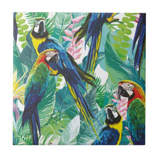 Parrot Oerwoud Blue Green Tegeltje (Voorkant)