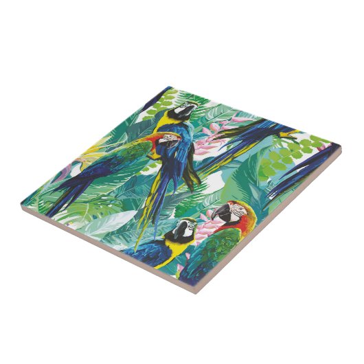 Parrot Oerwoud  Blue Green Tegeltje (Zijkant)