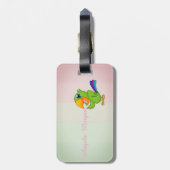 Parrot Ombre Striped Monogram-Gepersonaliseerd Bagagelabel (Achterkant verticaal)