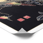 Parrot op de Tak, bloeiende Roos Struik, Jakuchu Poster (Hoek)