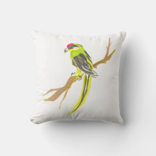 Parrot op een tak. Waterverf schilderen. Buitenkussen