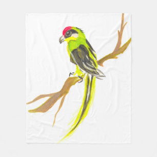 Parrot op een tak. Waterverf schilderen. Fleece Deken
