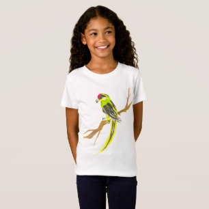 Parrot op een tak. Waterverf schilderen. T-shirt