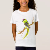 Parrot op een tak. Waterverf schilderen. T-shirt (Voorkant)