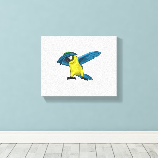 Parrot op Hip Hop Dance Dab Canvas Afdruk (Insitu (Houten vloer))