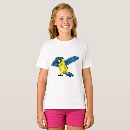 Parrot op Hip Hop Dance Dab T-shirt (Voorkant volledig)