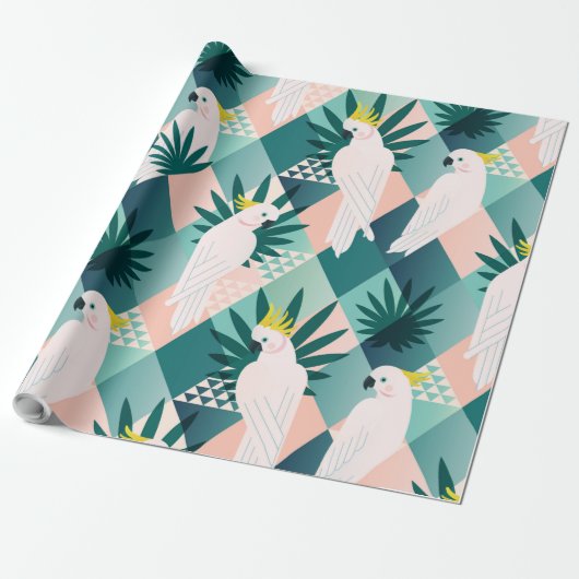 Parrot op Palm 1 Cadeaupapier (Uitgerold)
