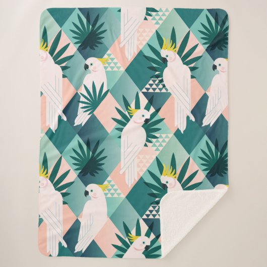 Parrot op Palm 1 Sherpa Deken (Voorkant)