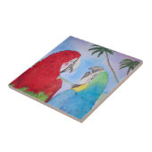 Parrot Pair Happy Talking Couple Tile Painting Tegeltje (Zijkant)