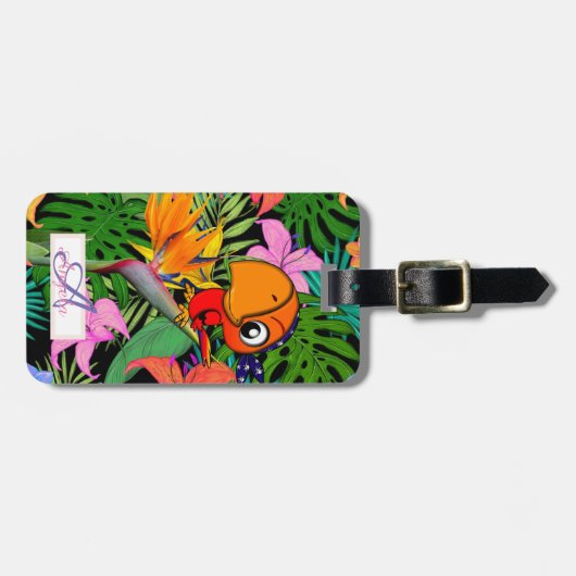 Parrot, palmbladeren, op basis van kilogram gepers bagagelabel (Voorkant horizontaal)