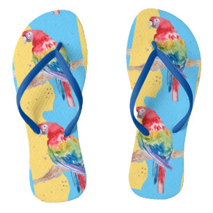 Parrot Parrots Tropical Macaw Bird Blue Mannen Teenslippers