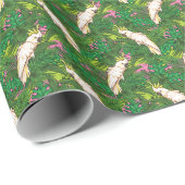 Parrot Patroon met palmbladeren Cadeaupapier (Rol Hoek)