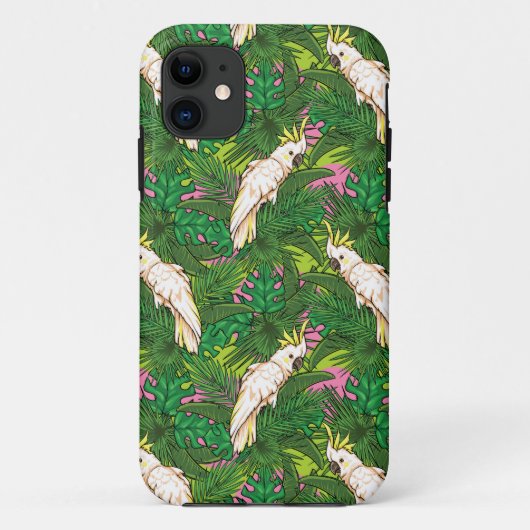 Parrot Patroon met palmbladeren Case-Mate iPhone Case (Achterkant)