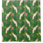 Parrot Patroon met palmbladeren Douchegordijn (Voorkant)