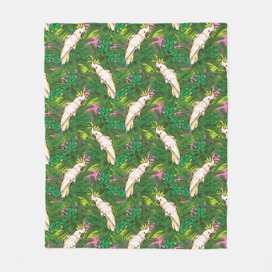 Parrot Patroon met palmbladeren Fleece Deken (Voorkant)
