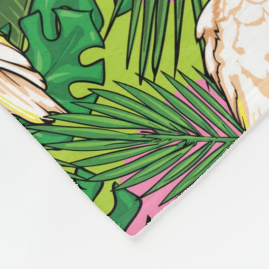 Parrot Patroon met palmbladeren Fleece Deken (Hoek)