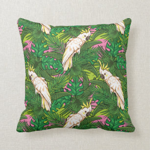 Parrot Patroon met palmbladeren Kussen