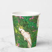 Parrot Patroon met palmbladeren Papieren Bekers (Voorkant)